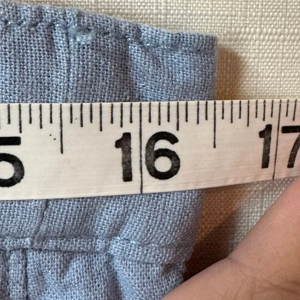 H&M Pants Womens 12 Blue Linen Blend‎ Wide Leg Relaxed Trousers Casual Summer